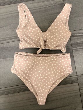 Imagine Perry High-Waist Bikini Set with Tie Front Top (medium top and large bo)